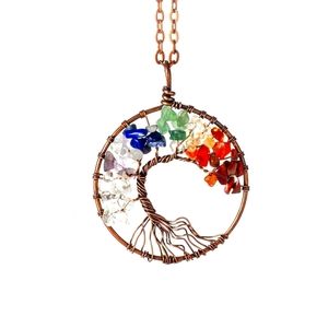 Tree of life chakra natural healing stone necklace
